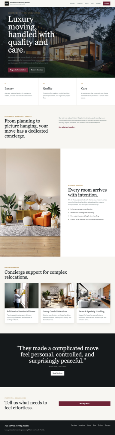 Full Service Moving Miami website screenshot